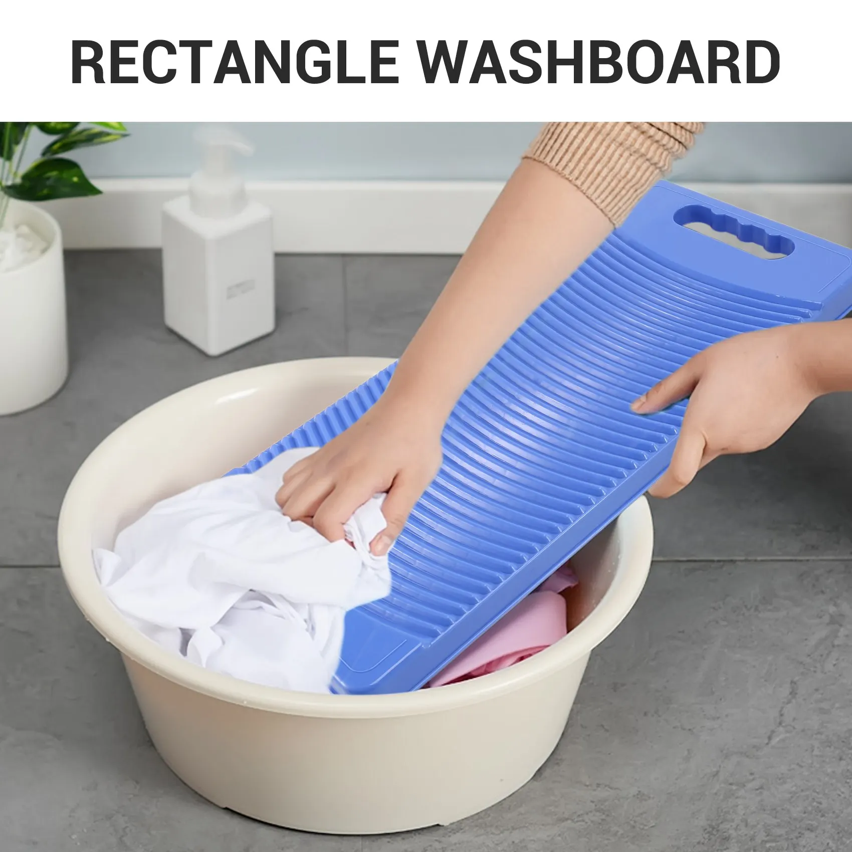 Plastic Rectangle Washboard Wash Clothes Board 50cm long red, green, blue random