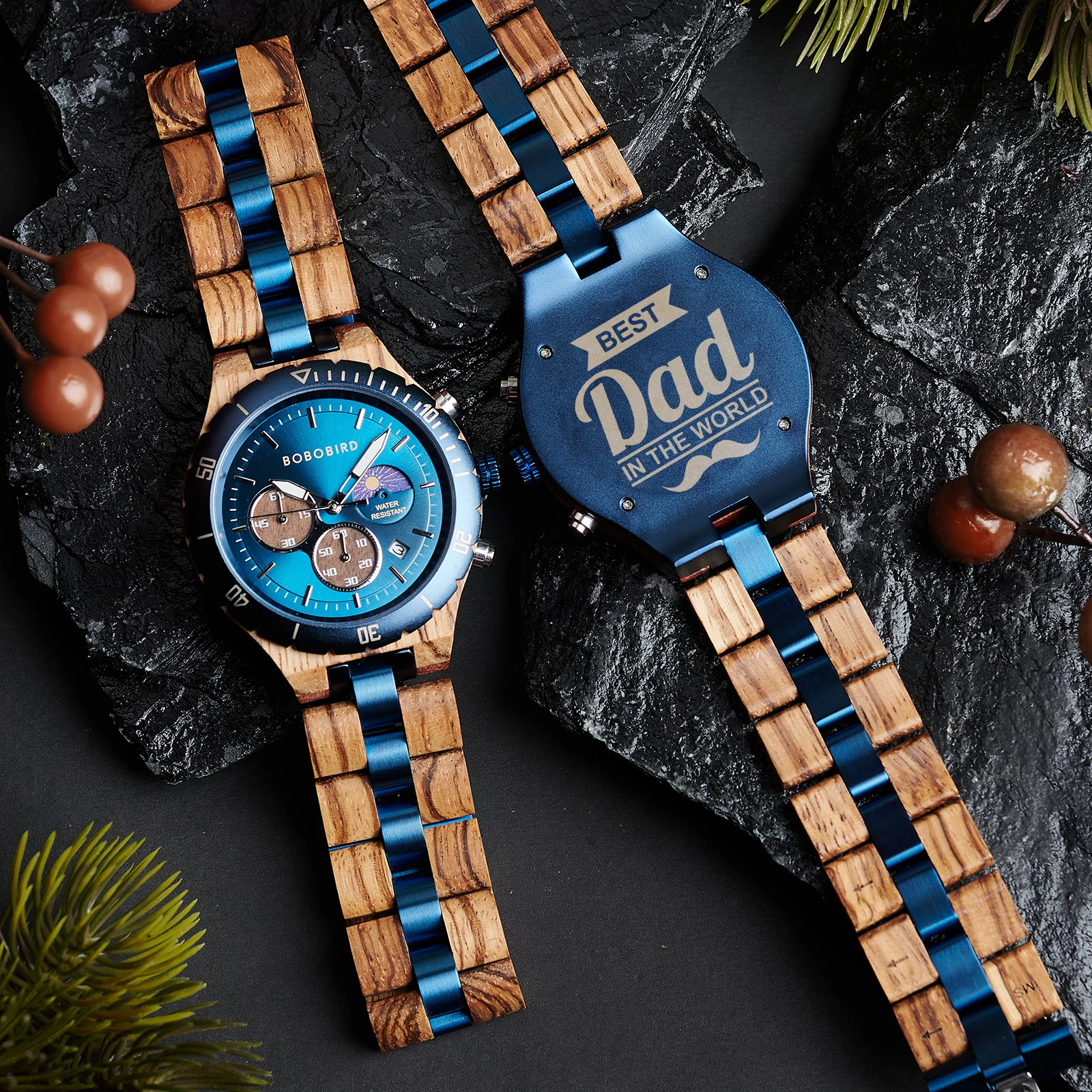 Engraved Wooden Watch Father's Day Custom Your Logo