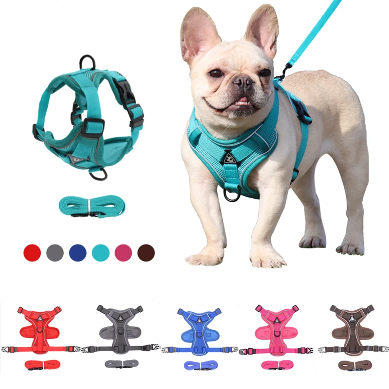 Pet Reflective Nylon Dog Harness No Pull Adjustable Medium Large Dog Vest Safety Vehicular Lead Walking Running Strap Rope hunting dog collars	