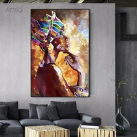African Woman Portrait Oil Painting on Canvas Wall Art Posters Prints Scandinavian Wall Picture for Living Room Home Cuadros 4