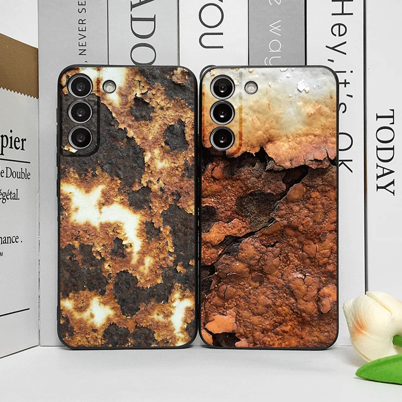 Artistic Rusty Metal Surface Pattern Shockproof Phone Case with Soft Cover