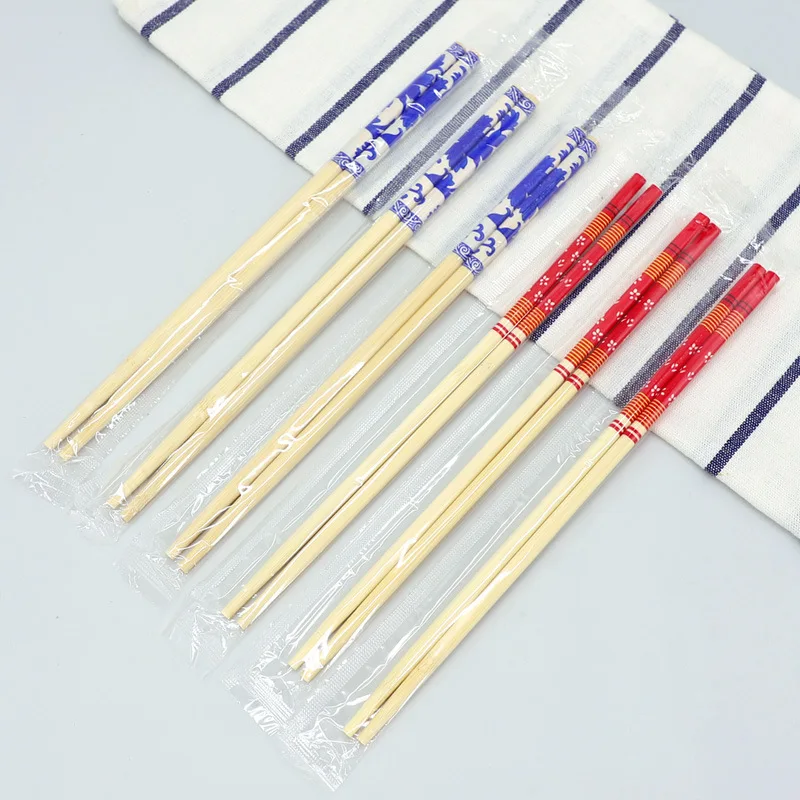 Disposable Convenient Tableware Restaurant Chopsticks Health Carbonized Chopsticks Blue and White Bamboo