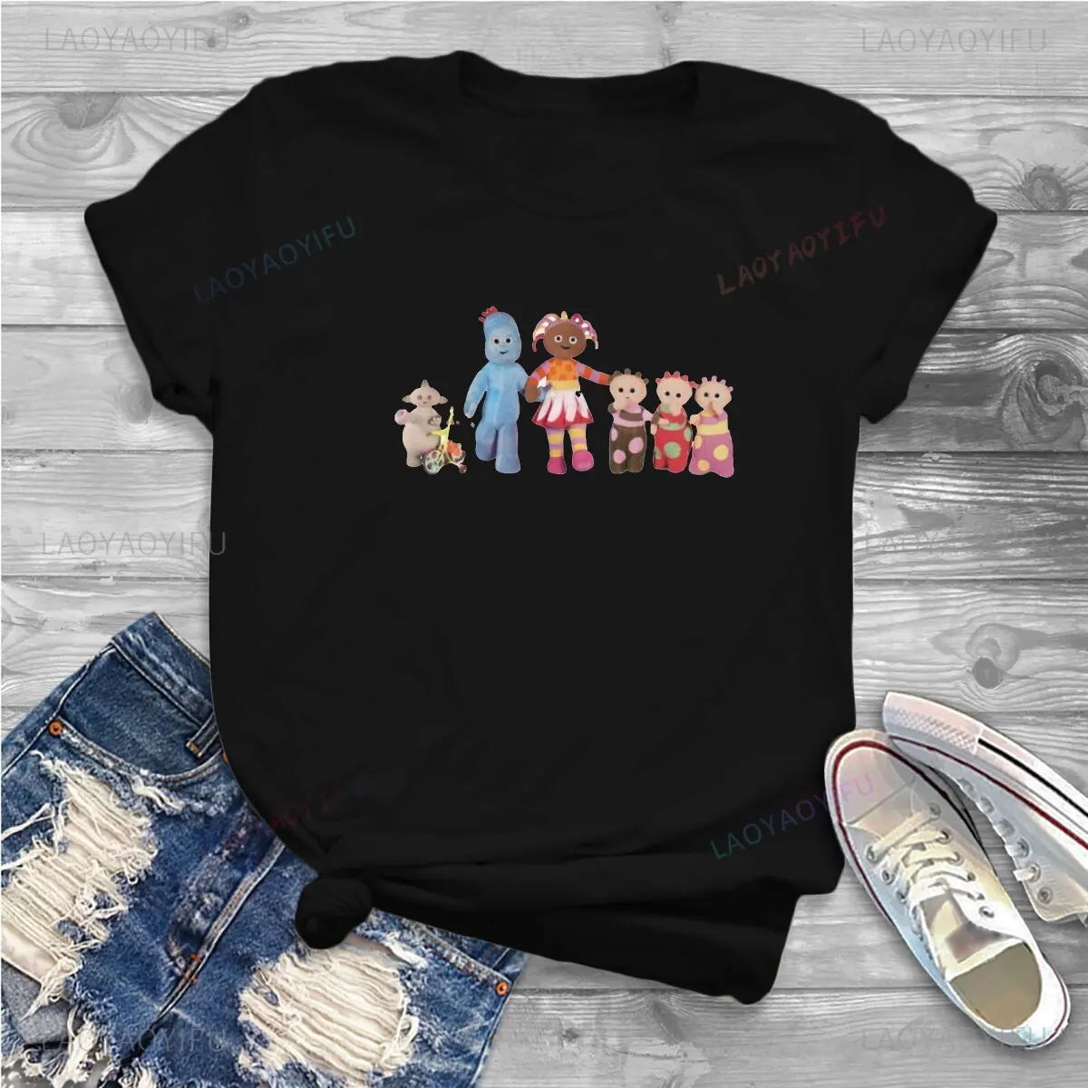 Tolle igglepiggle upsy Gänseblümchen Makka Pakka T-Shirts für Frauen Rundhals-T-Shirt im Nacht garten Kurzarm Unisex T-Shirts