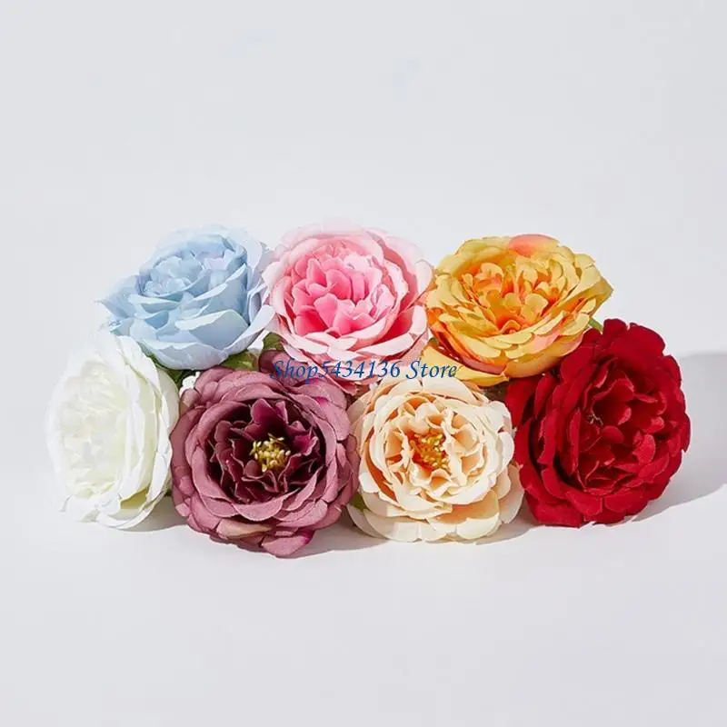 H7ED 6 Stück Serviettenringe mit künstlichen Blumen, elegante Tischdekoration für Hochzeit – Detail 8