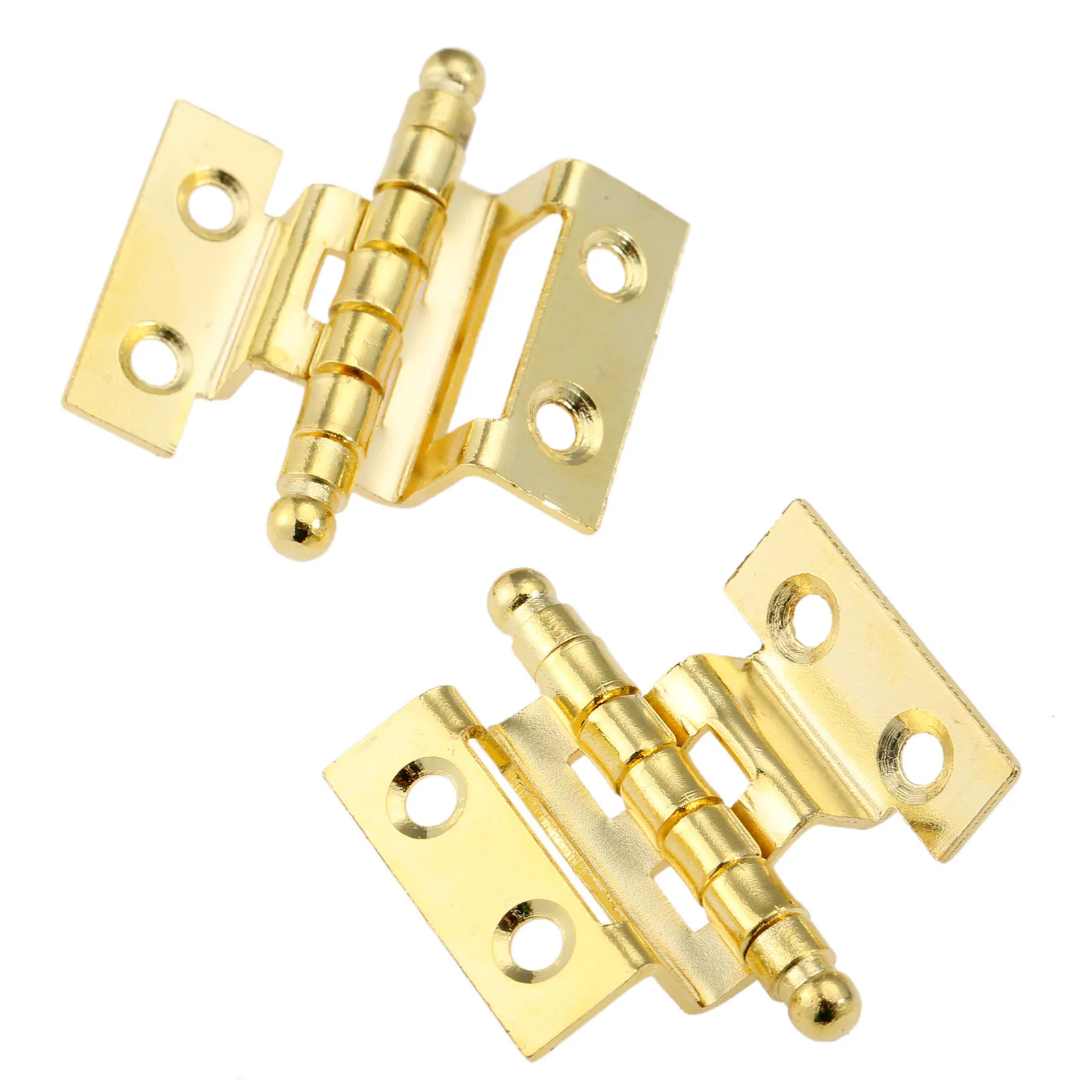 

2pcs Gold Hinges Double Folded Crown Hinge Round Bead Head 40mm Cabinet Door Decor Vintage Wood Jewelry Box