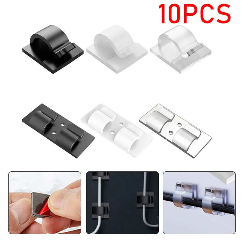 10pc Self-adhesive Cable Holder Fixer Clips Clamp Management Adhesive Ornament Hooks Rope Holders for Hanging Christmas Lights cable organizer cable clip cable clamp