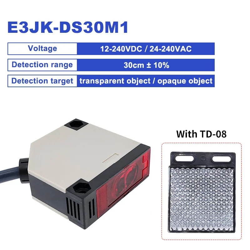 IP65 Infrarot Näherungssensor 300 mm, ABS Gehäuse Lichtschrankensensor mit Diffuse Reflexion (DC 12-24V) - Für Sicherheitssysteme