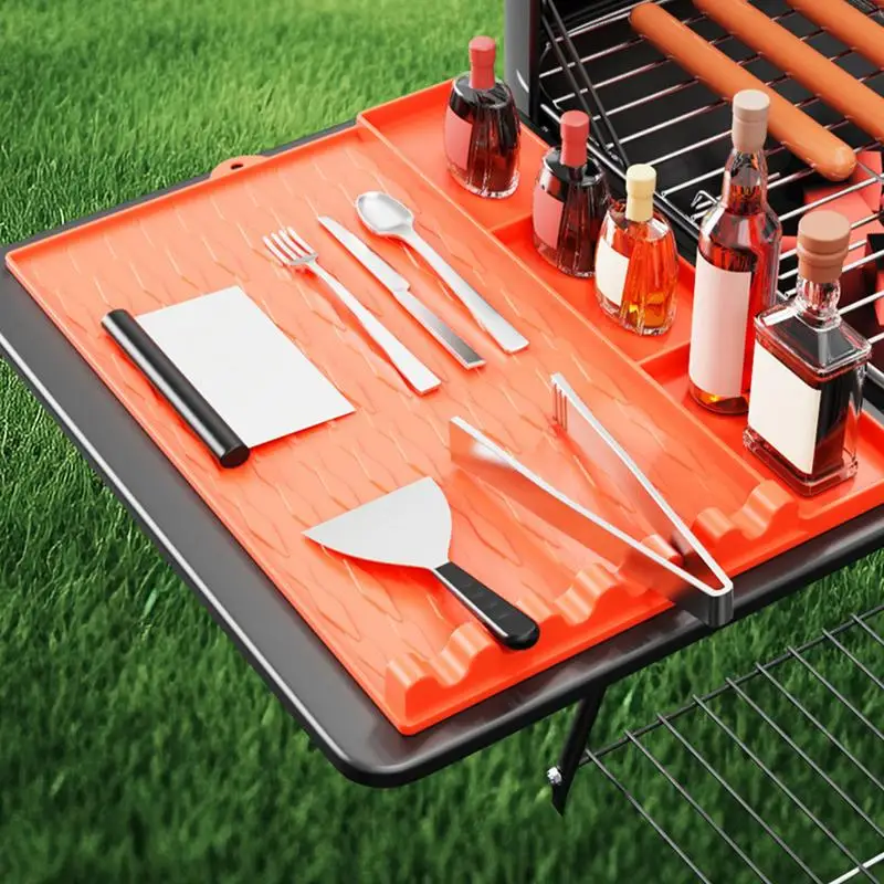 Silicone Griddle Mat Multifunctional BBQ Side Shelf Mat Heat Resistant Utensil Pad Washable For Barbecue Supplies