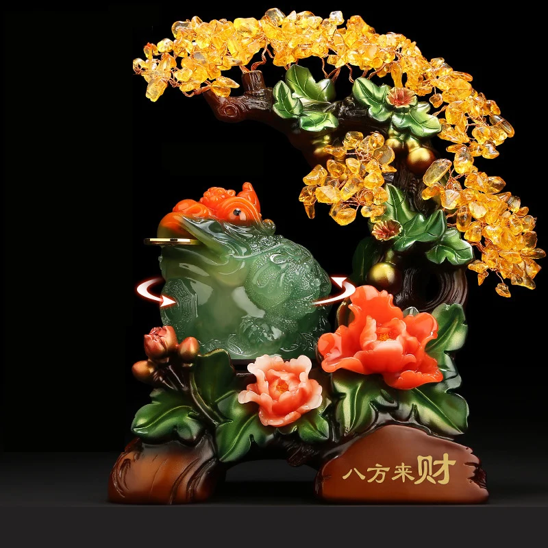 Feng Shui Lucky Golden Toad, Pixiu, Pi Yao, Money Tree Resin Statue, Crafts Ornaments, Gift for Home, Office, Desktop Decor