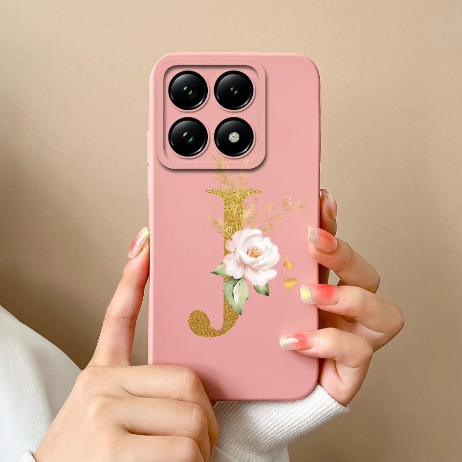 Liquid Soft Silicone Bumper - Pretty Flower Letter Design Anti-Drop Phone Case