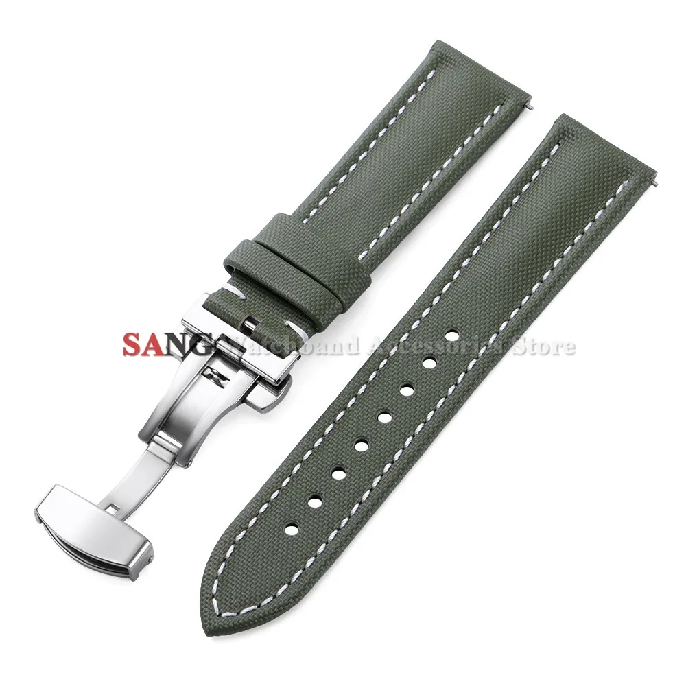 Business-Uhrenarmband aus Segeltuch-Nylon, 18/19/20/21/22 mm, Schnellverschluss-Armband mit Schmetterlingsschnalle, universelles Armband, wasserdichtes Armband – Detail 22
