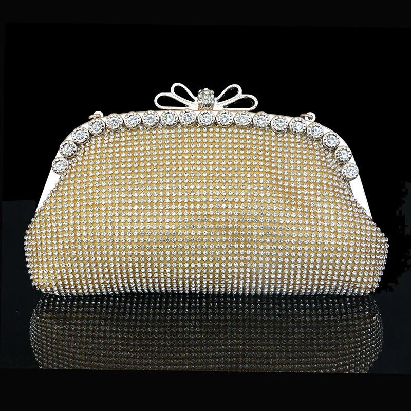 Designer Yellow Rhinestone Diamond Evening Clutch Bag Fashion Gold