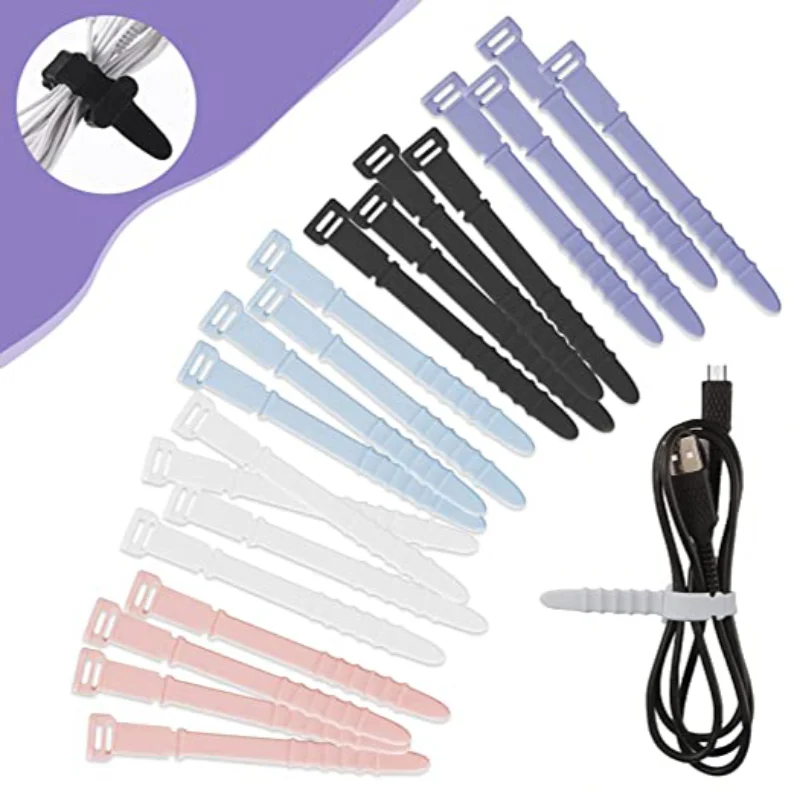 Cable Organizer Cable Ties 5pcs/set Silicone Cord Organizer Cable Ties Reusable Cable Keeper