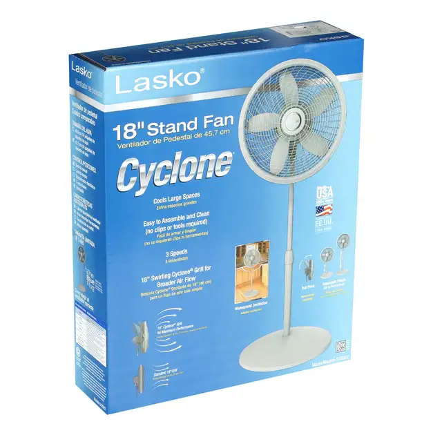Lasko 18 Adjustable Cyclone Pedestal Fan with 3 Speeds, S18902, Gray -  AliExpress