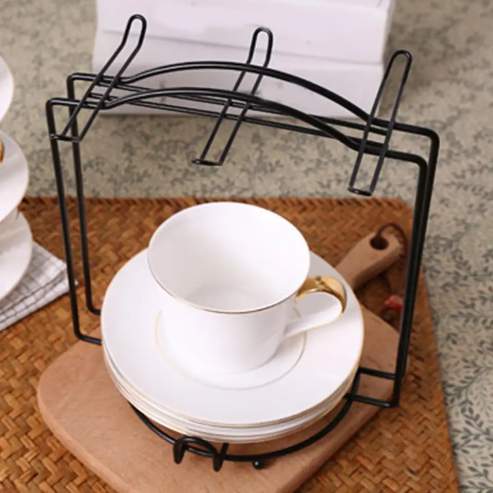 Présentoir à Tasses En Métal - Support 6 Tasses à Thé/café - 19 X 19 X 17 Cm - Organisateur De Comptoir