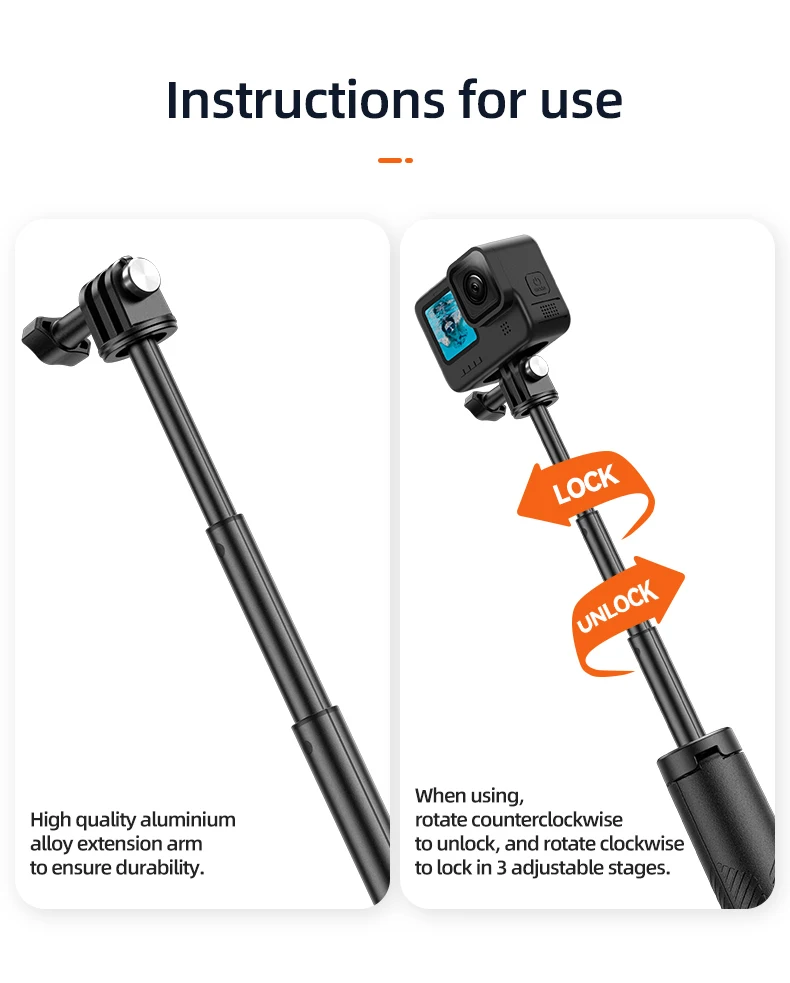 Underwater Buoyancy bar Diving Extendable Selfie Stick Tripod For Gopro Insta360