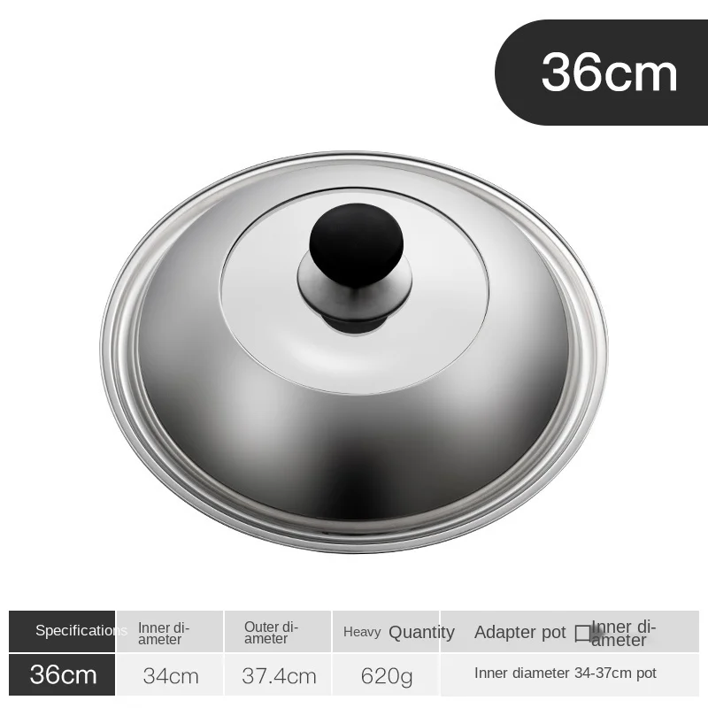 Universal Stainless Steel lid 30/32/34/36/40cm Transparent Visible lid Stainless Steel Household Wok Frying pan Size Cover 30cm 