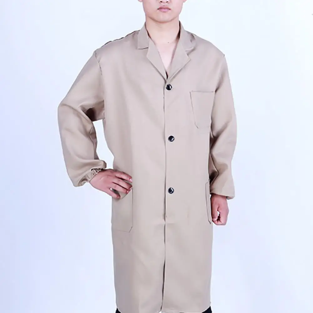 Work Clothes Durable Dirt-resistant Work Clothes with Pockets for Warehouse Workers Long Sleeve Loose Fit Robe Style Ergonomic