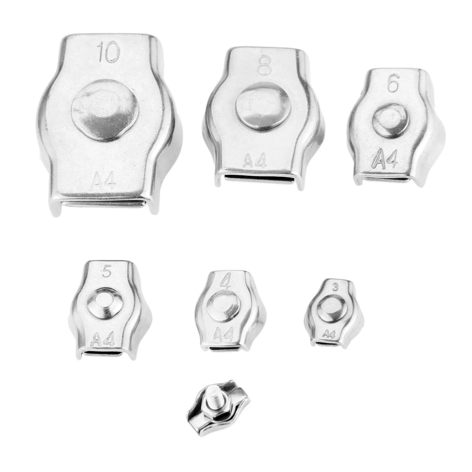 

1/4pcs Simplex Wire Rope Clip 2/3/4/5/6/8/10mm Stainless Steel 316 Cable Grip Caliper Chuck Marine Hoisting Boat Accessories