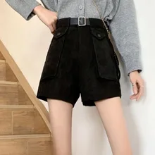 

Feynzz Fashion New Summer Women High Waist Button Wigh Leg Jeans Shorts Casual Female Loose Fit Blue Denim Shorts