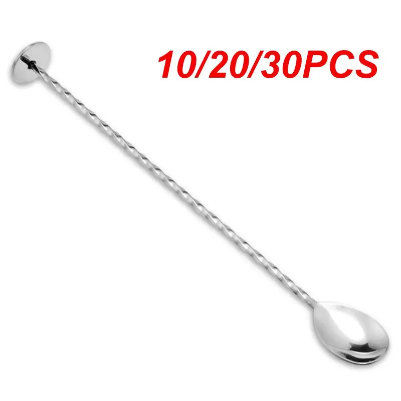 10/20/30PCS Stainless Steel Cocktail Stirrers Bar Spoons Coffee Milk Tea Stir Long Handle For Bar Kitchen Dessert Ice Cream