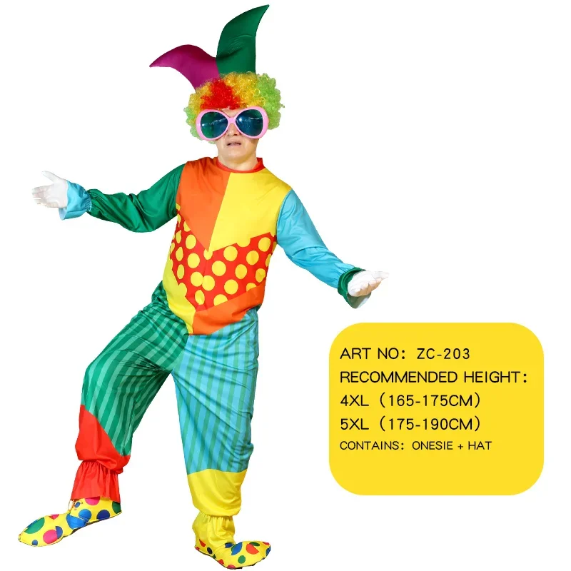VKI Disfraz De Payaso Completo Para Adulto – Incluye Ropa, Peluca, Máscara, Nariz, Zapatos Y Bolso – Ideal Para Halloween Y Circo