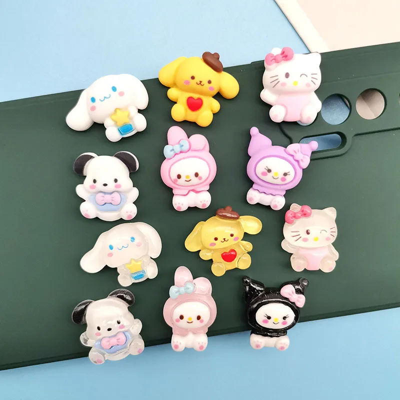 

Hello Kitty Resine Charms for Phone Case Decor Kuromi Toy for Scrapbooking/Haipin Material Home Embellishment Crafts