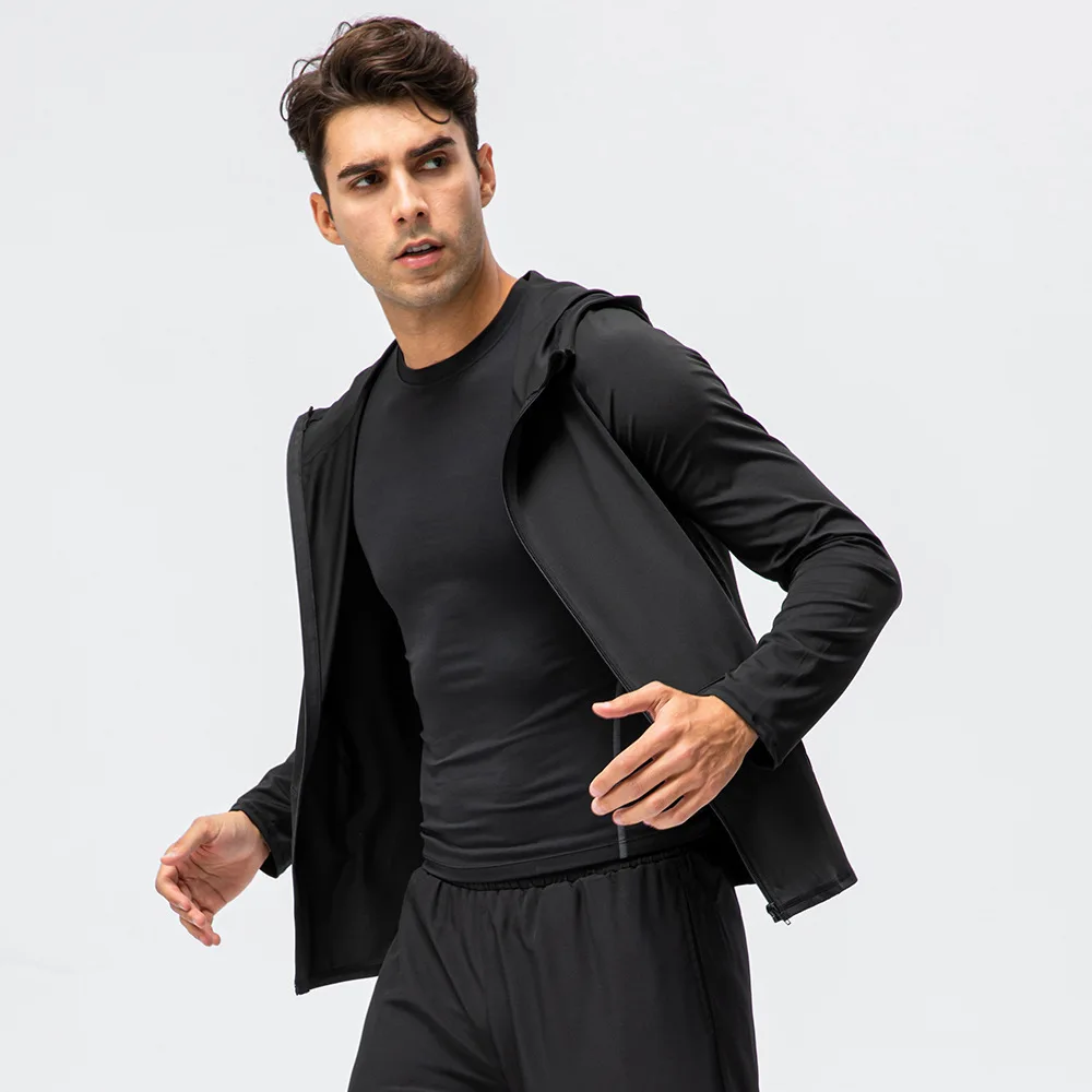 

Lulu Men's Autumn and Winter Sports Coat Casual Hooded Zipper Outdoor Fitness Sports Coat