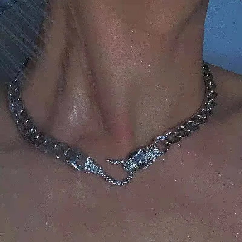 2025 Punk Hip Hop Rock Black Thick Snake Necklace for Women