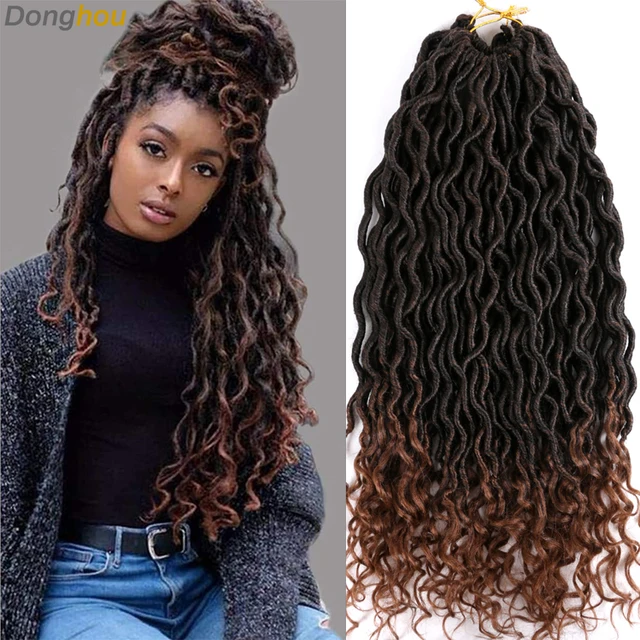 เทพธิดา Faux Locs ผมโครเชต์นุ่ม Faux เทพธิดา Locs Curly Braiding ผมโครเชต์ Dreadlocks Braids สังเคราะห์ผม 1