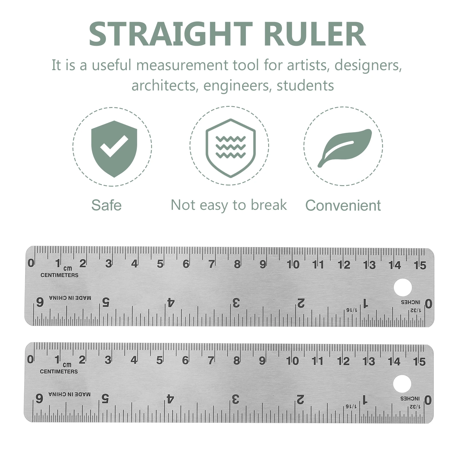 Soft Rulers 2Pcs Stainless Steel Ruler With Cork Back Precision Measurement Tool Straight Edge Drafting Supplies