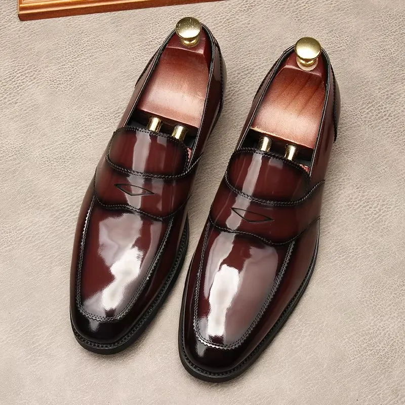 Men's Shoes Foot Cover Patent Leather Leather Style Handmade Shoes Men Marriage Love High-grade