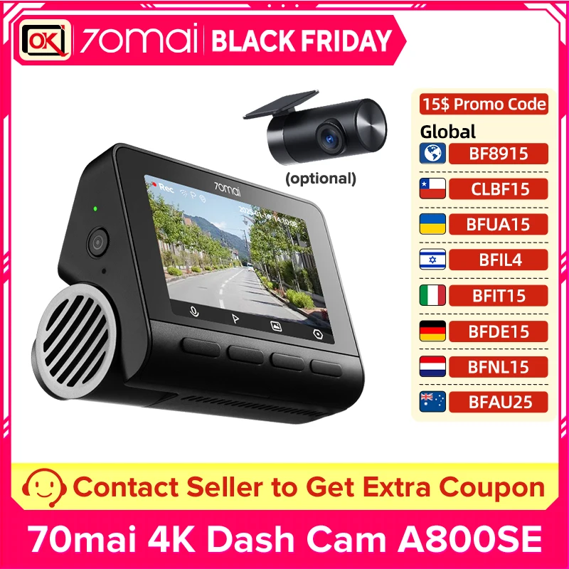 70mai 4K Dash Cam A800SE Most Cost-effective 4K HDR Supercapacitor