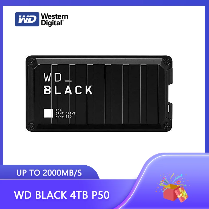 WD_BLACK 4TB P50 Game Drive SSD-Portable External Solid State Drive SSD Compatible with Playstation Xbox PC & Mac