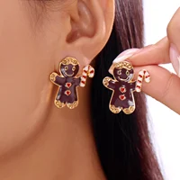 Fashion Christmas Rhinestone Gingerbread Man Earrings for Women Exquisite Imitation Pearl Christmas Tree Bells Party Jewelry - Image 3