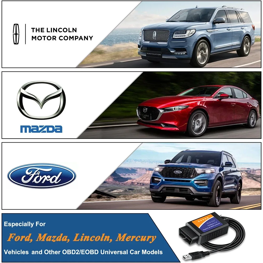Original ELM327 Switch V1.5 USB PIC18F 25K80 Chip HS-CAN / MS-CAN for FORScan elm327 v1.5 for Ford OBD2 cable Diagnostic Scanner obd2 scanner