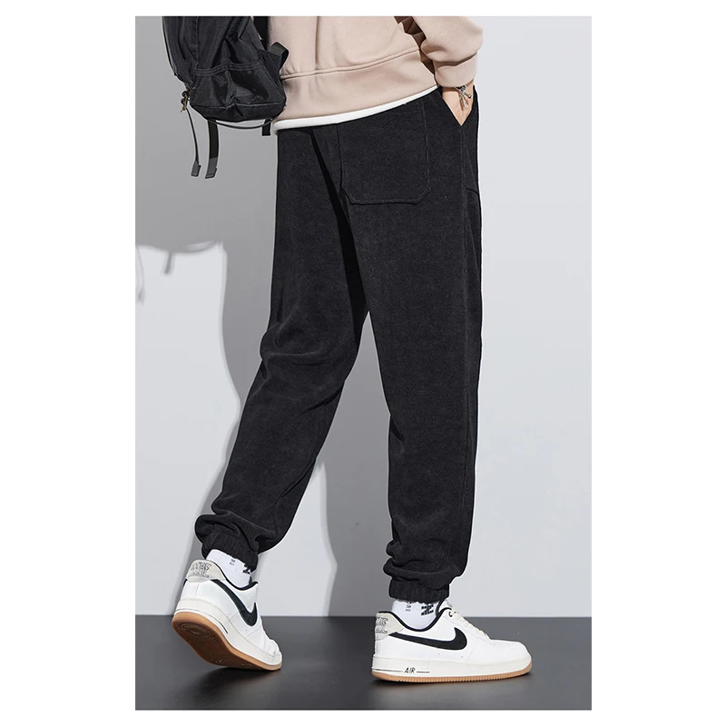 Spring Autumn Joggers Corduroy Pants for Men Clothes Black Grey Loose Drawstring Casual Harem Pants Male Trousers Streetwear