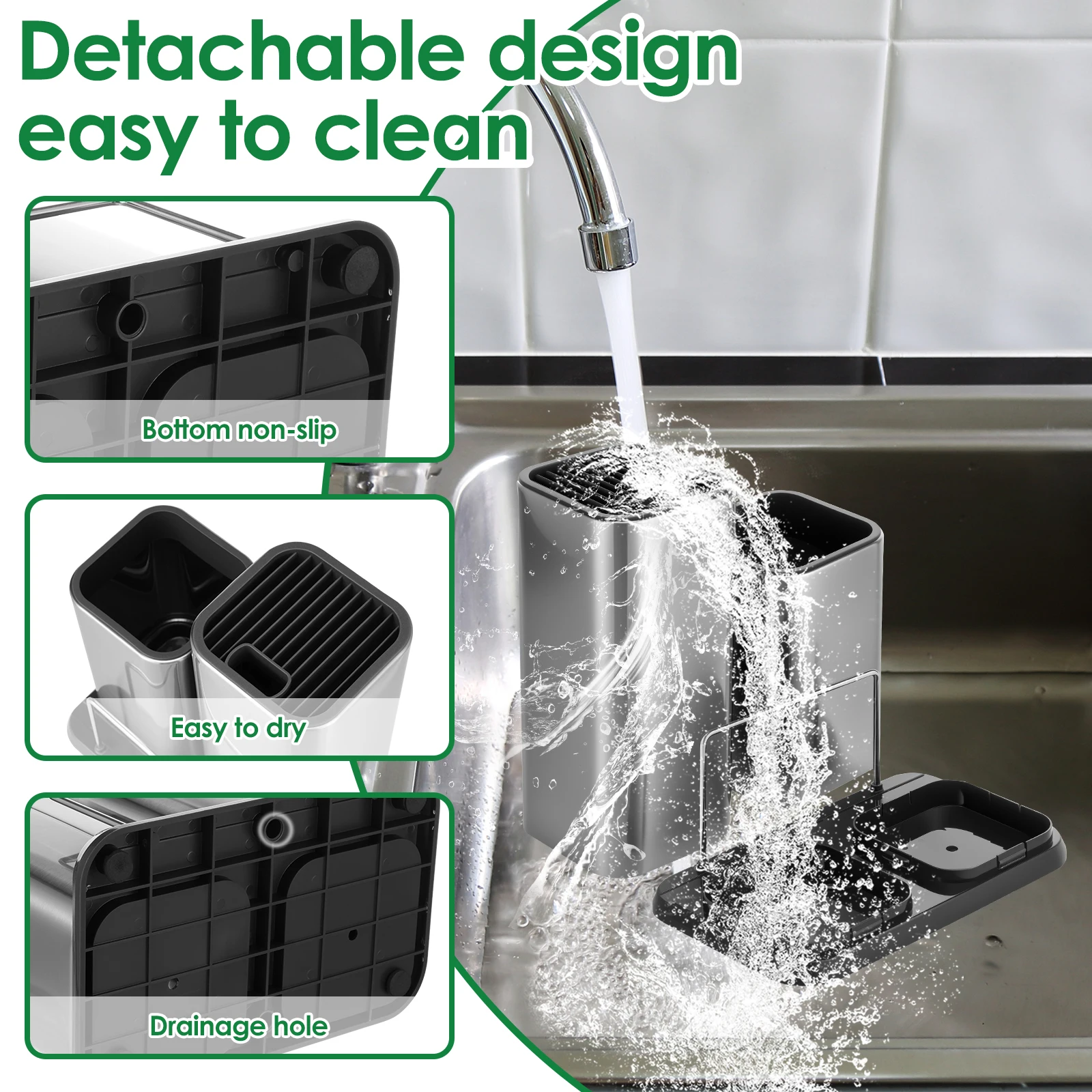 Stainless Steel Kitchen Utensil Holder Chopstick Spoon Storage Box