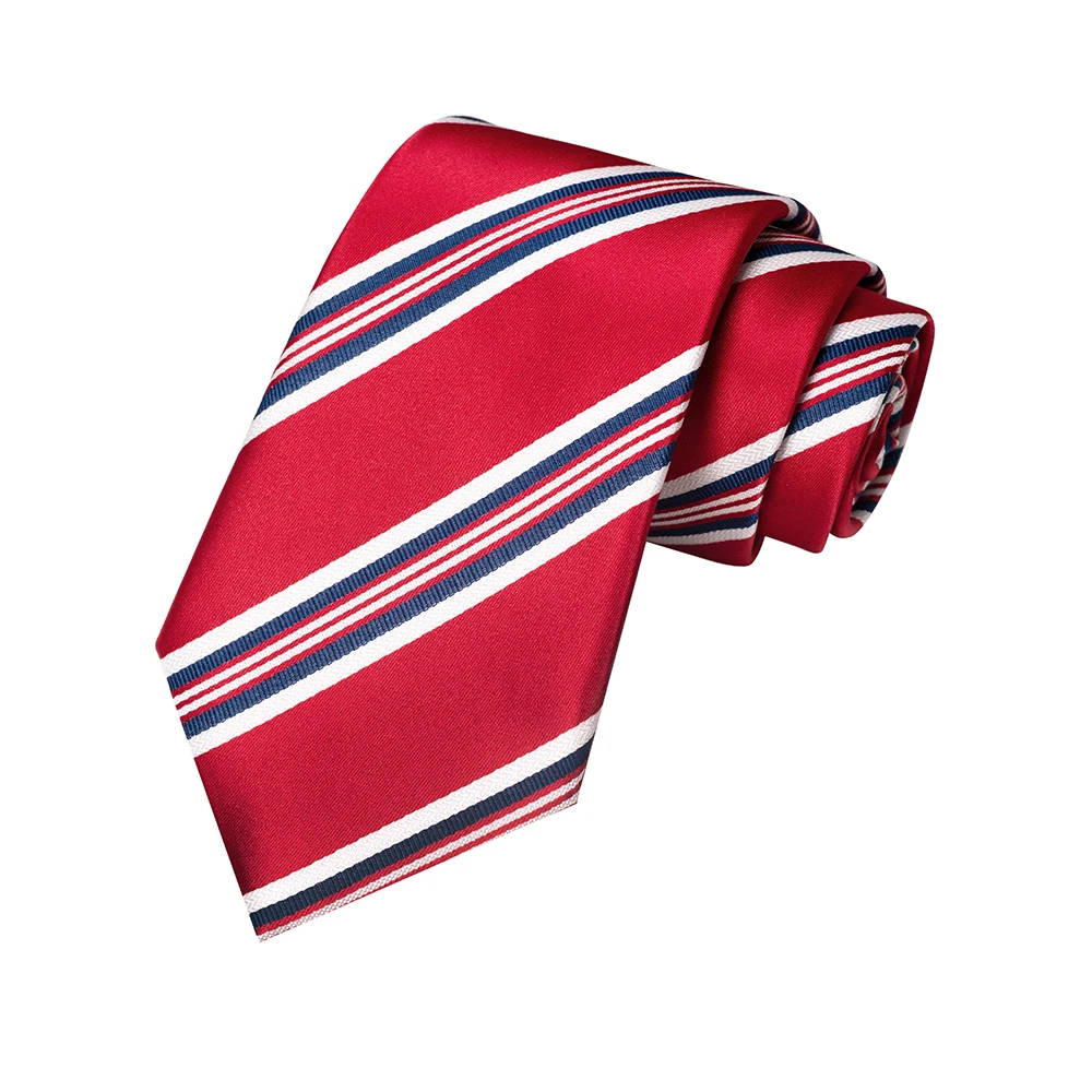 JEMYGINS Neue modische Krawatte, Herren-Streifenkrawatte, rote Krawatte, 8 cm, Seidenkrawatte für Herren, Hochzeit, Party, Geschäft, Geburtstag, Geschenk, Accessoires – Detail 3
