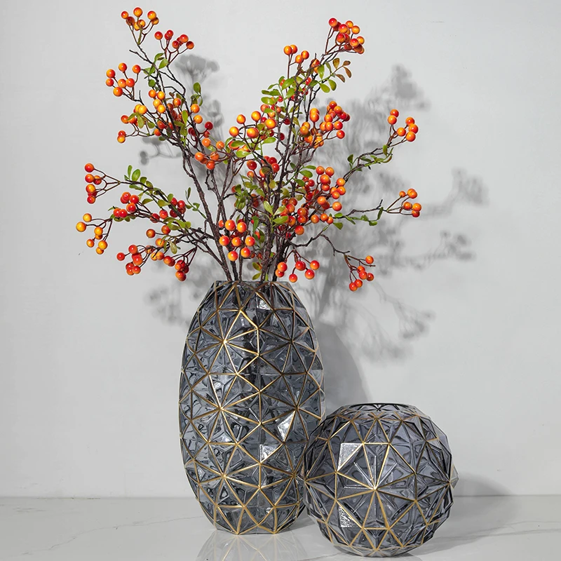 Bai Fan Modern Simple Light Luxury Painting Phnom Penh Transparent Glass Vase Ornament Living Room Coffee Table Entrance Flower