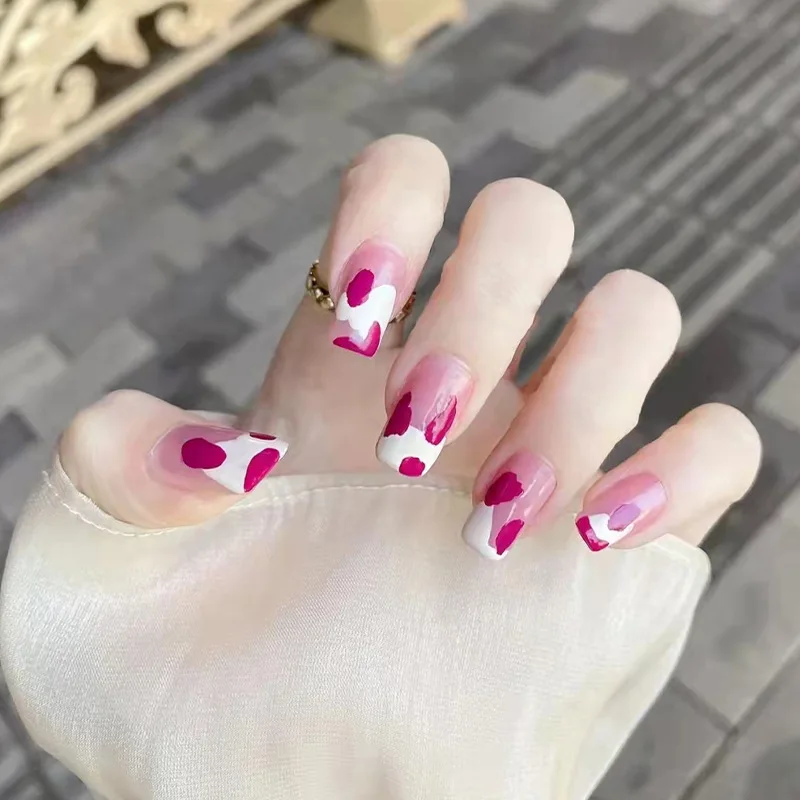 

24Pcs/Set Wearable Artificial Coffin Fake Nails Press On Nail Art Full Coverage Ballet Reusable False Nails Removable Finished
