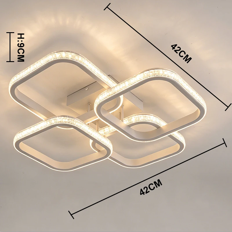 48W 북유럽 LED 천장 조명 사각형 알루미늄 블랙/화이트 홈 장식 거실 침실 레스토랑 실내 조명기구