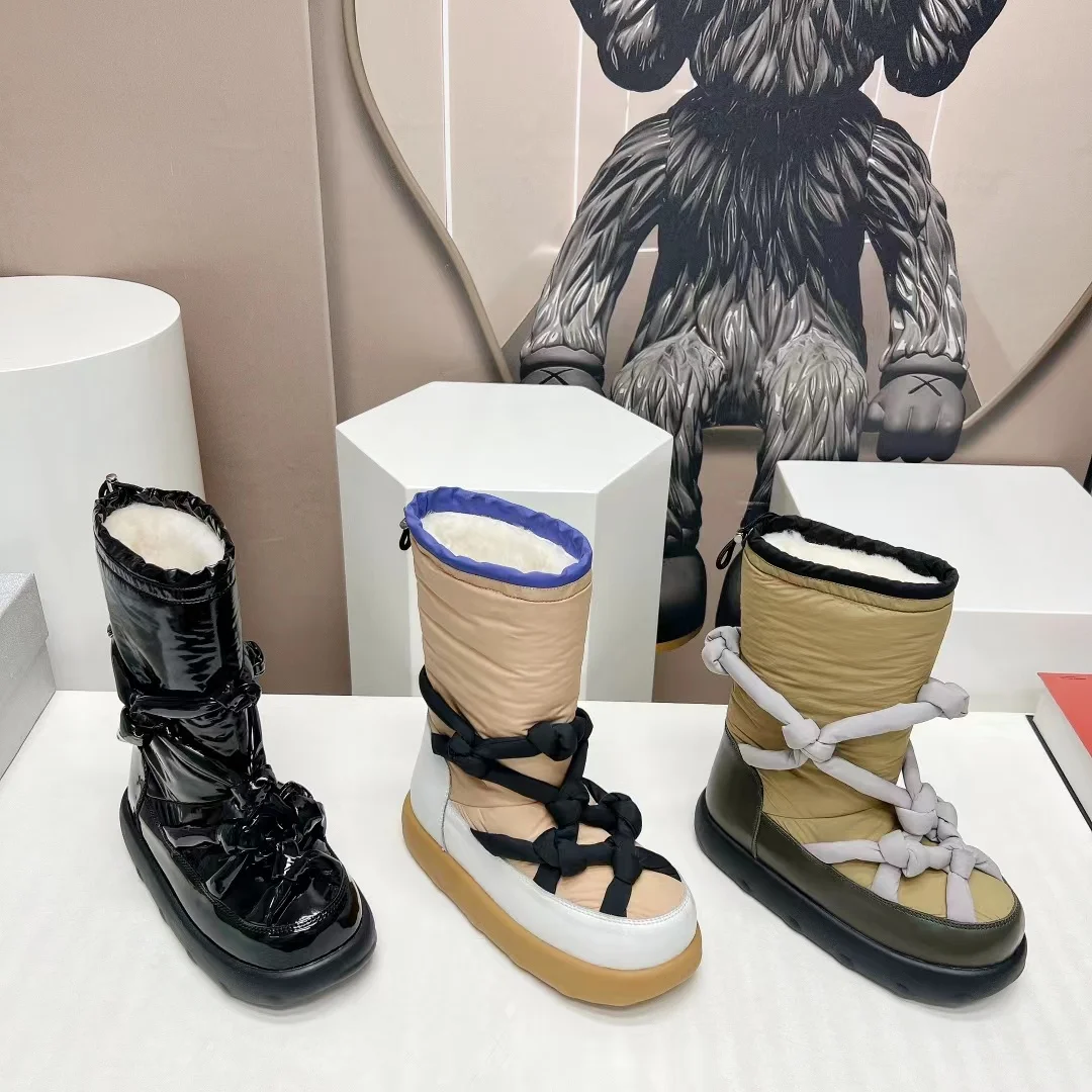 

LOST IN ECHO Sheepskin Snow boots 2023 winter new thick warm casual boots bread shoes female tide.