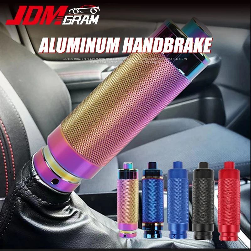 With Button Car Handbrake Universal Aluminum Frosted Feel Hand Brake Lever Parking Protection Cover Grip Stop Auto Accessories handbrake button