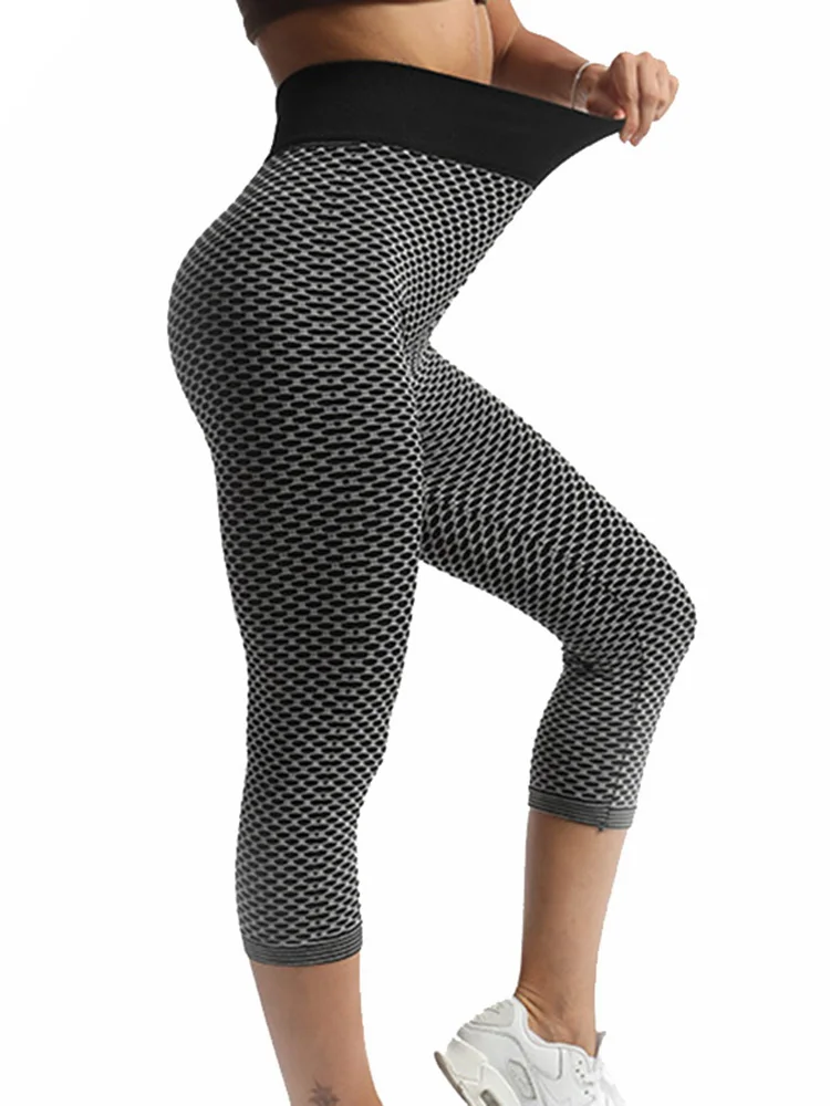 Cuhakci Workout Capris Sport Leggins Seamless High Waist Midcalf Women