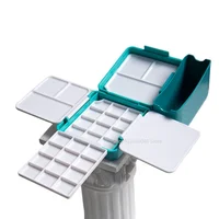 Foldable Watercolor Palette Empty Paint Box with Portable Bucket Student Artist Out Sketching Travel Painting Art Supplies