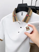 Marque de luxe logo polo à manches courtes hommes été nouveau haut de gamme en soie coton respirant Paul T-shirt mode décontracté vêtements pour hommes 1
