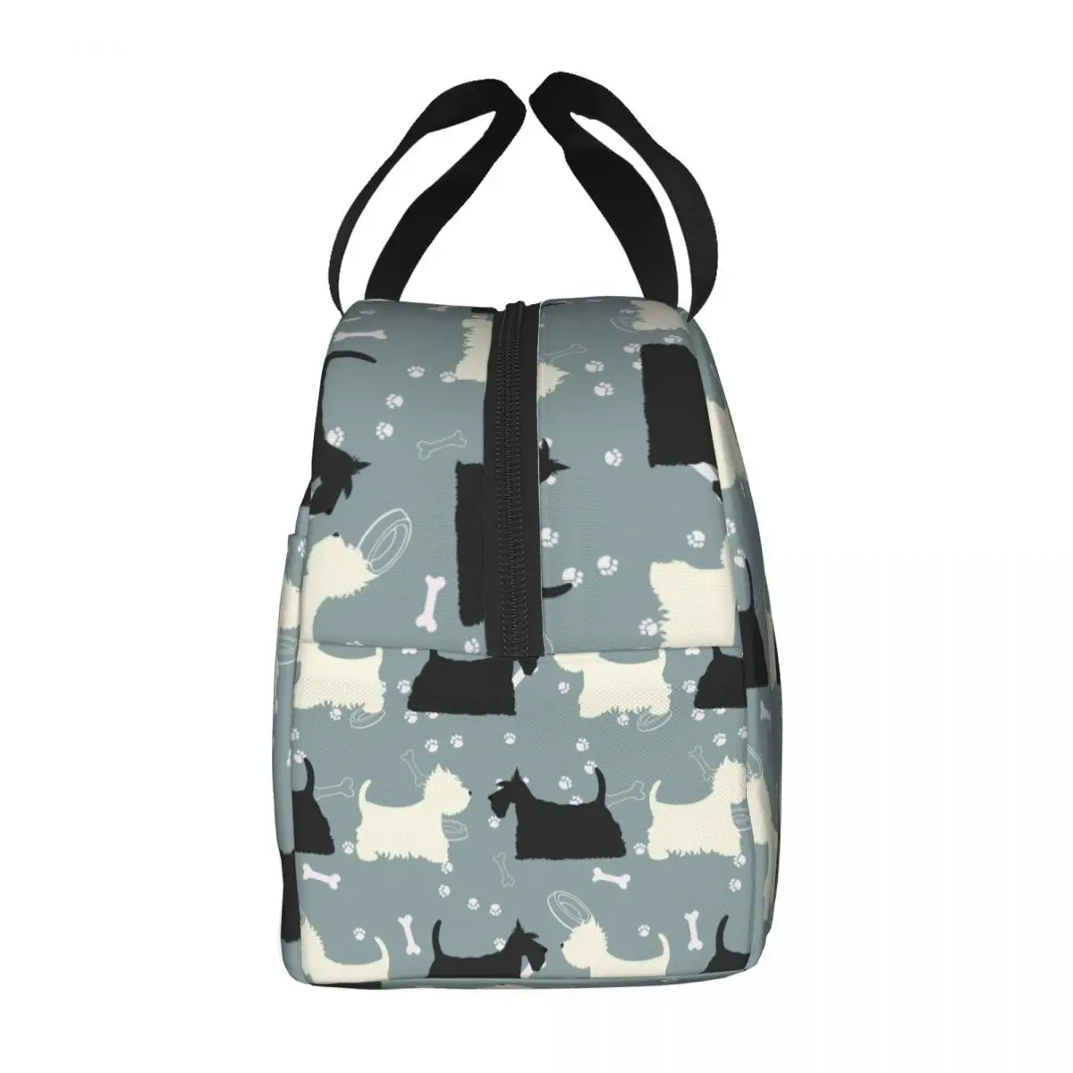 Scottie And Westie West Highland Terrier Lunch Bags Portable Insulated Canvas Cooler Dog Thermal Picnic Lunch Box for Women Girl