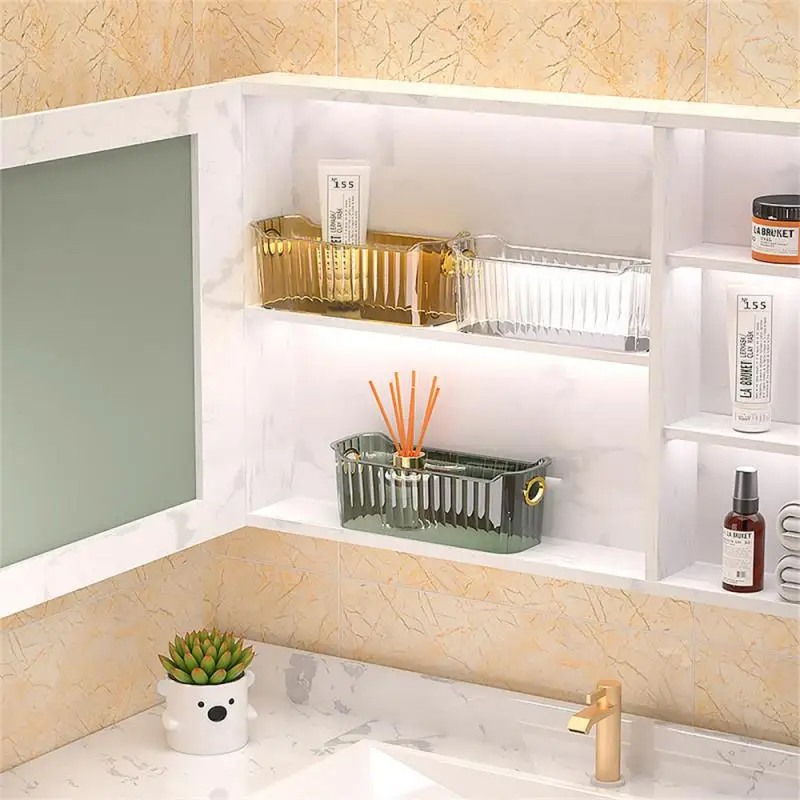 Clear Makeup Organizer Luxury Cosmetic Storage Box Bathroom Dresser Lipstick Deaktop Box Organzier Organizador Maquillaje 4