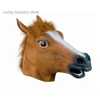 Маска с головой лошади, карнавальный костюм, вечерние забавные Хэллоуин, маска с головой лошади, головной убор — изображение 2